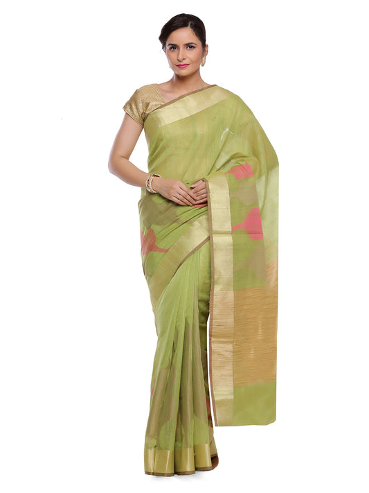 Faishana Presents Women's Green Art Silk Saree With Blouse Piece