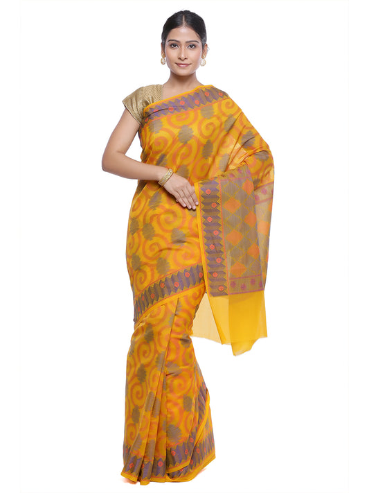 Faishana Presents Women's Yellow Art Silk Saree With Blouse Piece