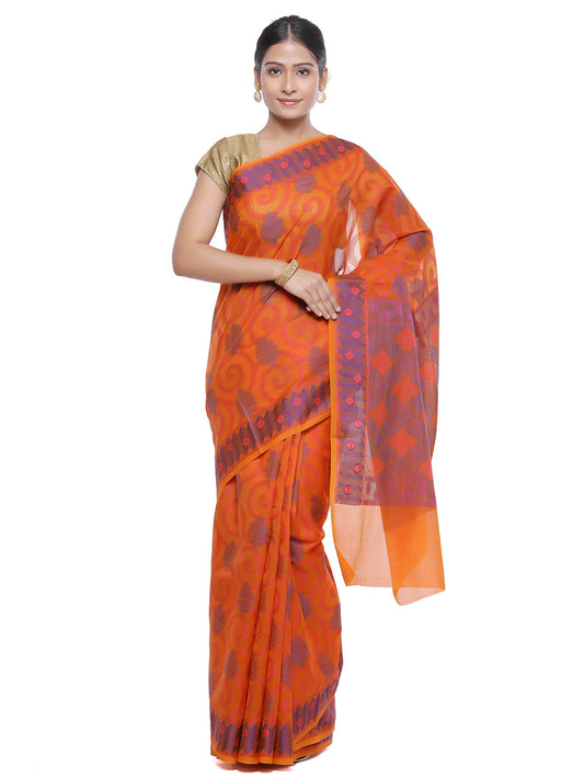 Faishana Presents Women's Orange Art Silk Saree With Blouse Piece
