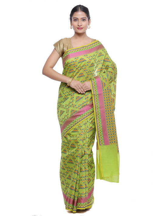 Faishana Presents Women's Green Art Silk Saree With Blouse Piece