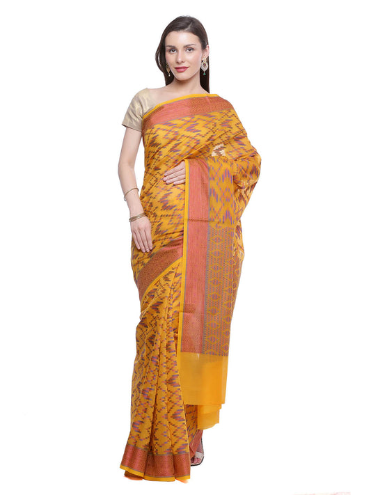 Faishana Presents Women's Yellow Art Silk Saree With Blouse Piece
