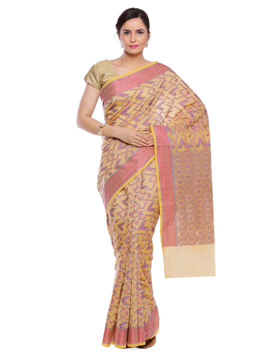 Faishana Presents Women's Beige Art Silk Saree With Blouse Piece