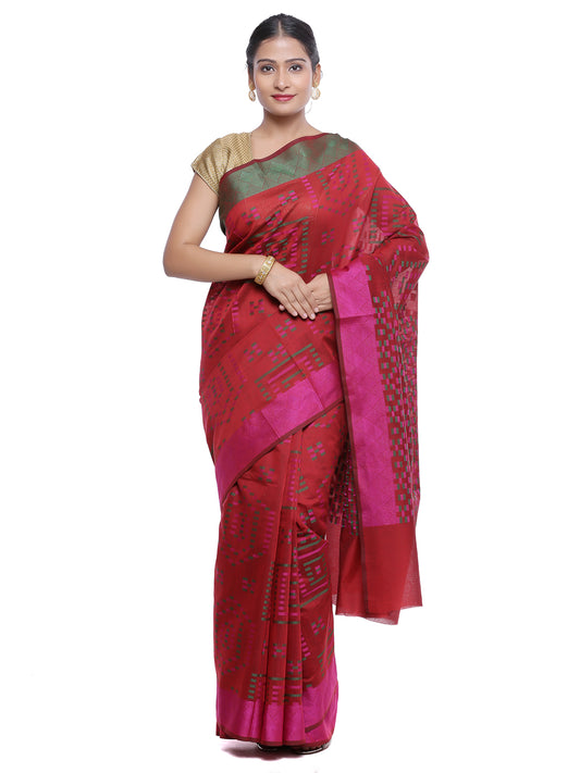 Faishana Presents Women's Rust Art Silk Saree With Blouse Piece