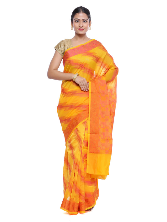 Faishana Presents Women's Yellow Art Silk Saree With Blouse Piece