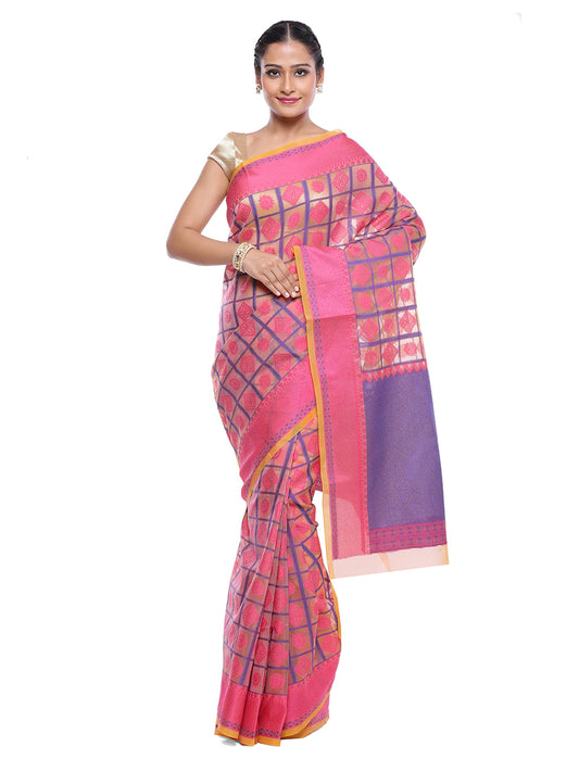 Faishana Presents Women's Pink Art Silk Saree With Blouse Piece