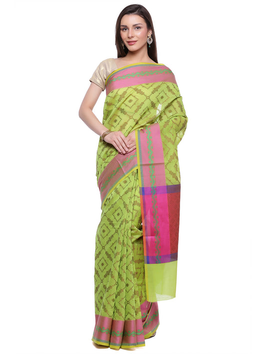 Faishana Presents Women's Green Art Silk Saree With Blouse Piece