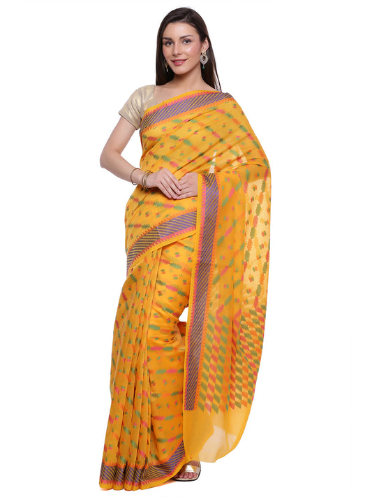 Faishana Presents Women's Yellow Art Silk Saree With Blouse Piece
