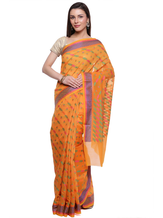 Faishana Presents Women's Orange Art Silk Saree With Blouse Piece