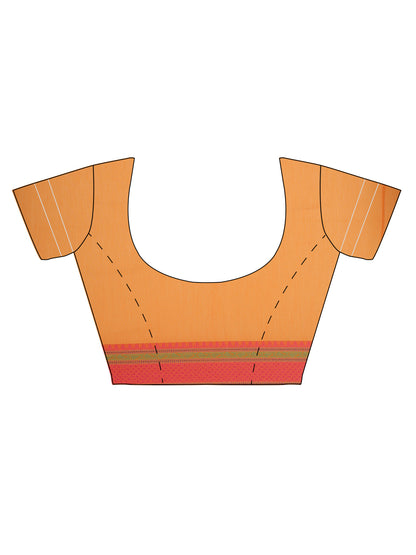 Faishana Presents Women's Orange Art Silk Saree With Blouse Piece