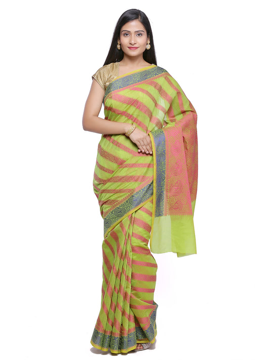 Faishana Presents Women's Green Art Silk Saree With Blouse Piece
