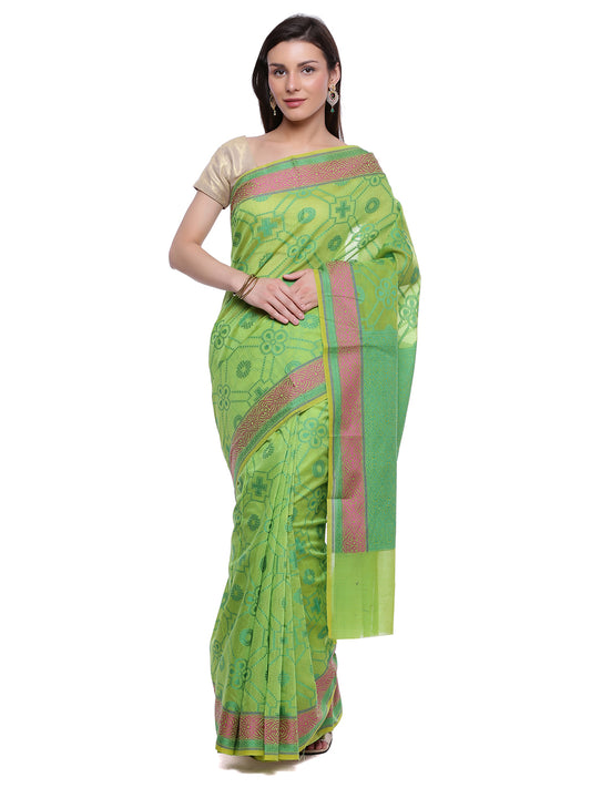 Faishana Presents Women's Green Art Silk Saree With Blouse Piece