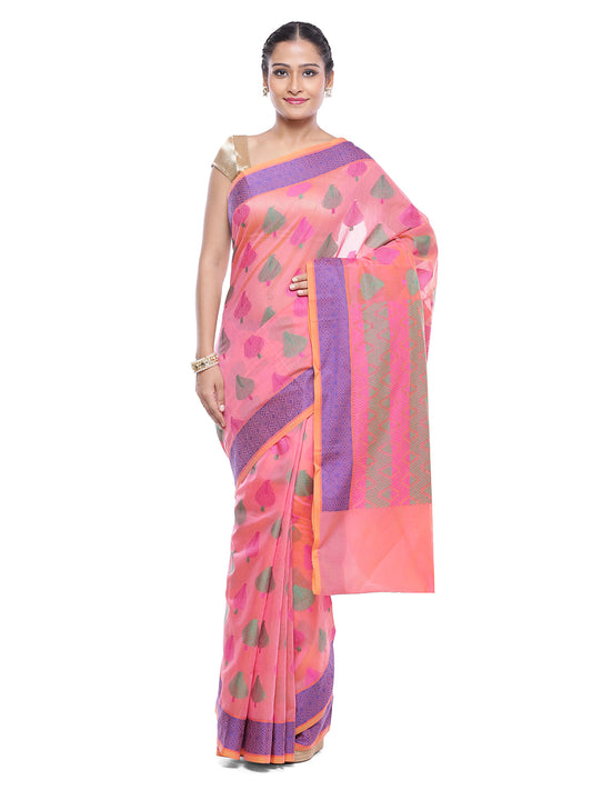 Faishana Presents Women's Pink Art Silk Saree With Blouse Piece