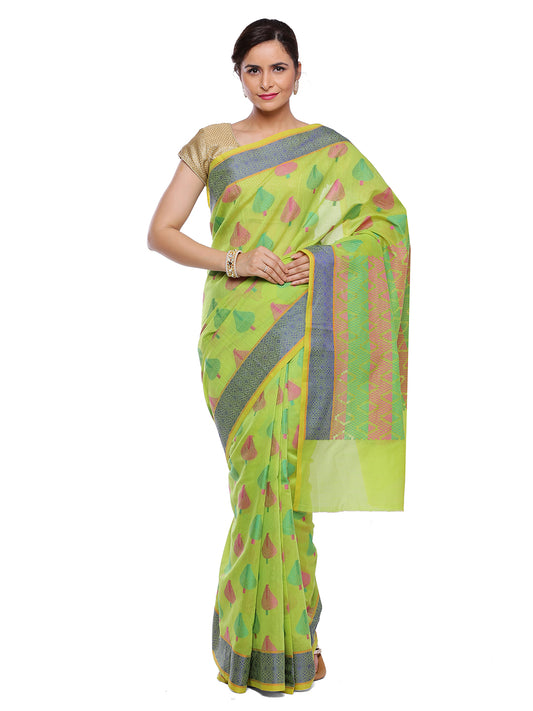 Faishana Presents Women's Green Art Silk Saree With Blouse Piece