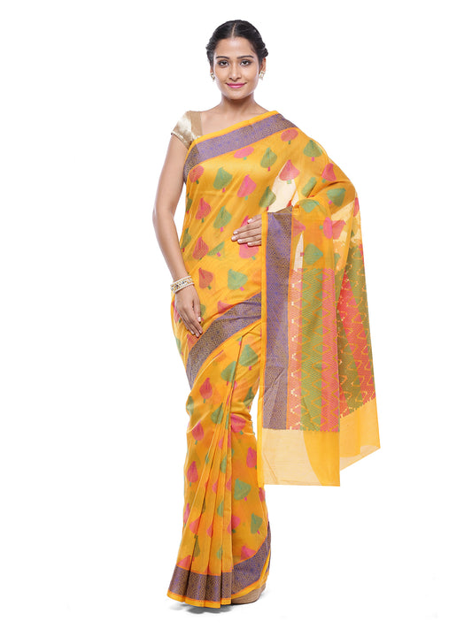 Faishana Presents Women's Yellow Art Silk Saree With Blouse Piece