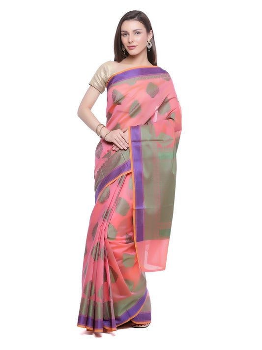 Faishana Presents Women's Pink Art Silk Saree With Blouse Piece