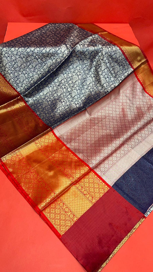 Blue Kanchi Silk Banarasi Sarees For Women GEBW13