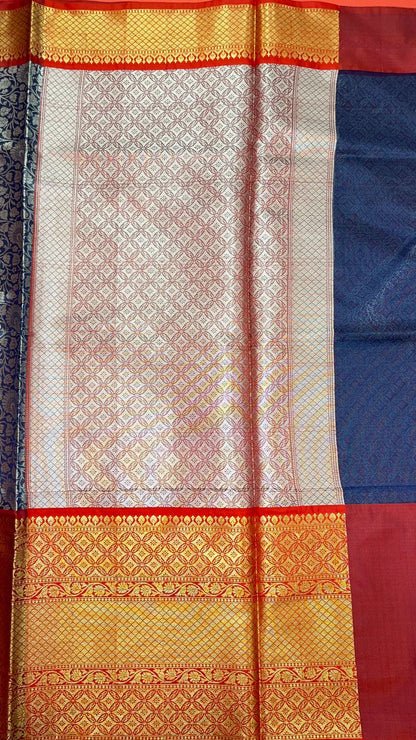 Blue Kanchi Silk Banarasi Sarees For Women GEBW13