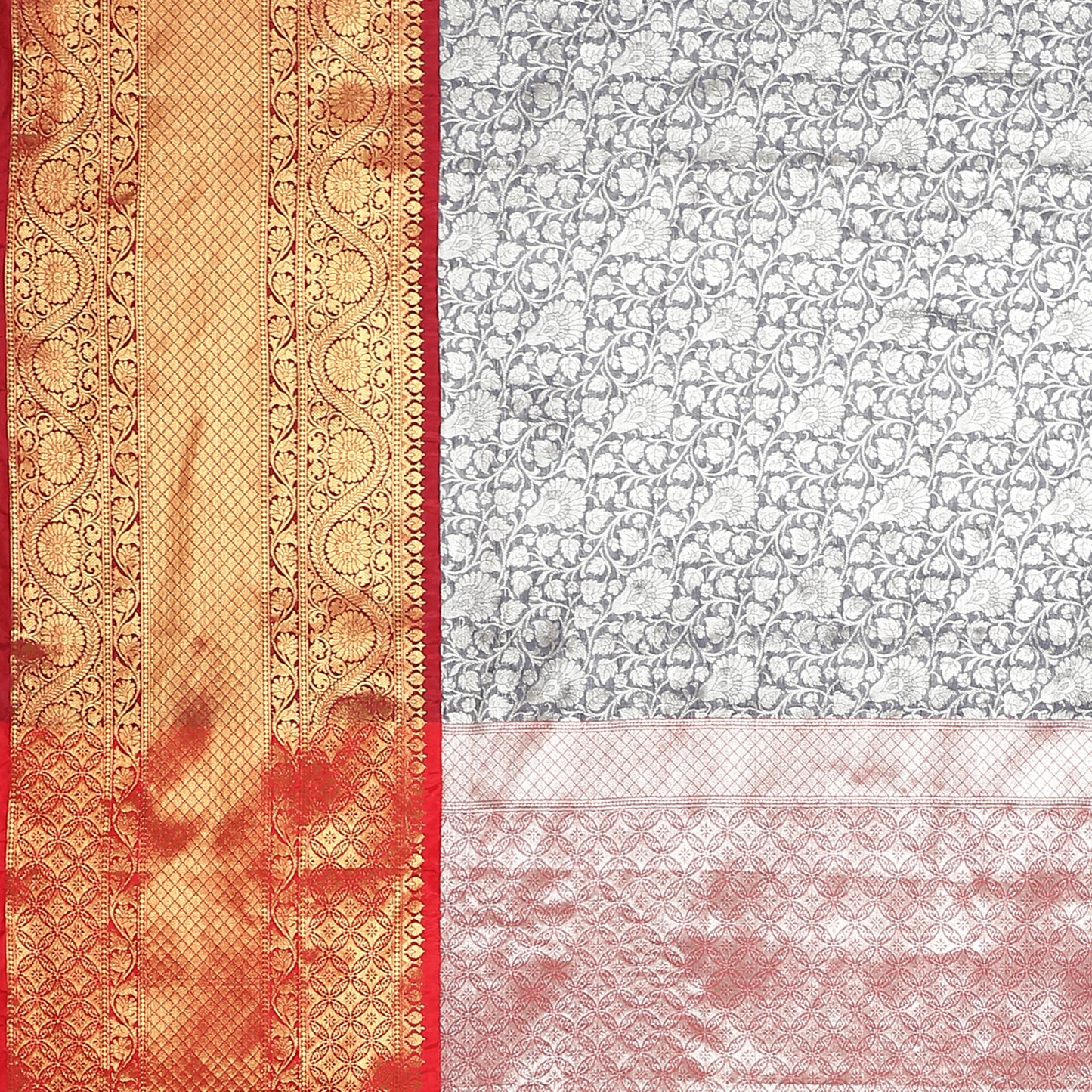 Faishana Presents Navy Blue Zari Patola Contrast Zari Brocade Maroon Pattu Border Banarasi Saree