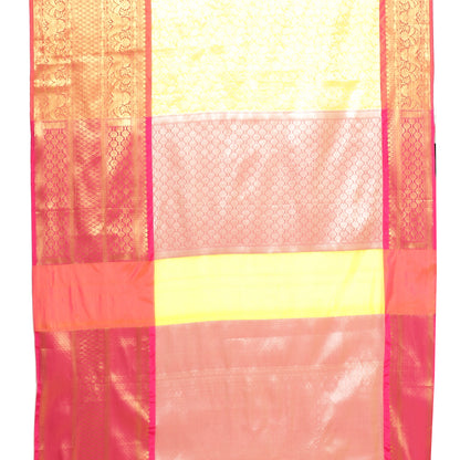 Faishana Presents Presents Gold Kanchi Silk Zari Brocade Contrast Silk Zari Brocade Red Pattu Border Banarasi Saree