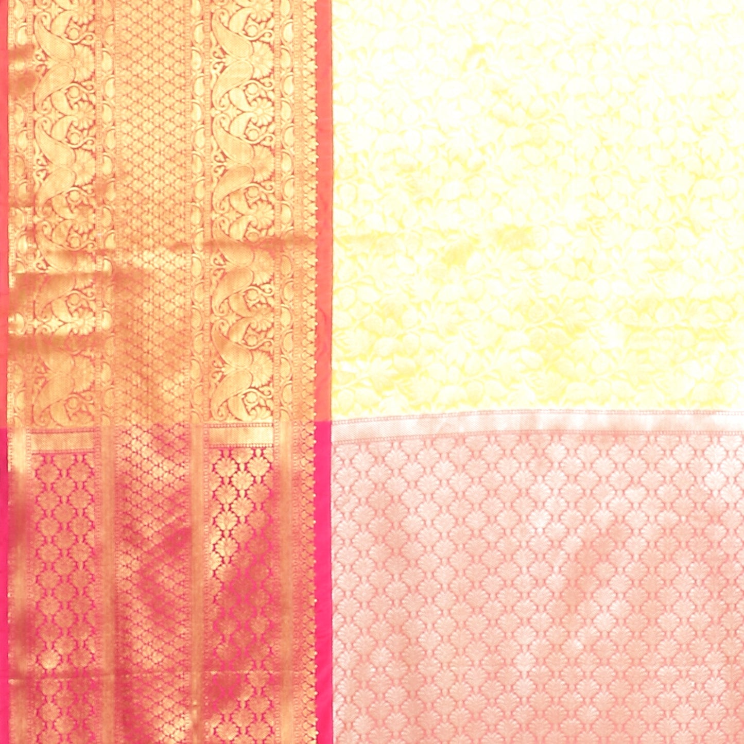 Faishana Presents Presents Gold Kanchi Silk Zari Brocade Contrast Silk Zari Brocade Red Pattu Border Banarasi Saree