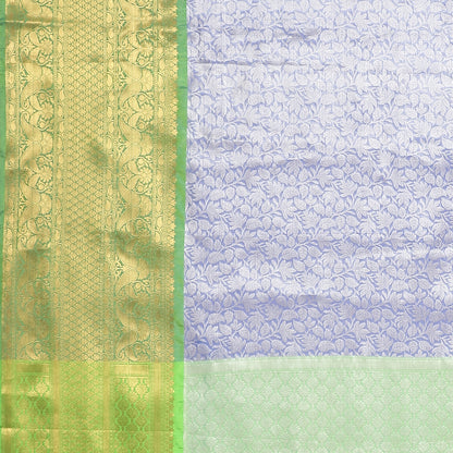 Faishana Presents Presents Navy Blue Zari Patola Contrast Zari Brocade Green Pattu Border Banarasi Saree