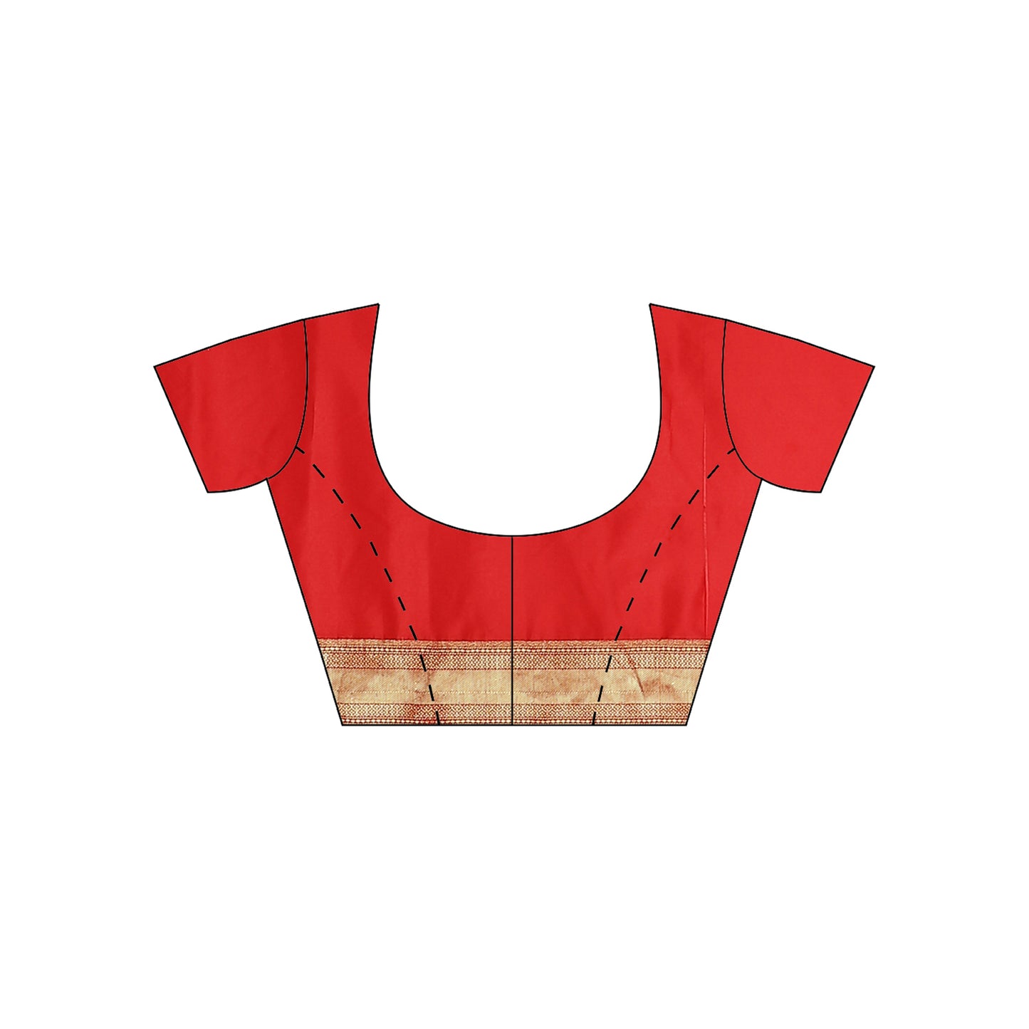 Faishana Presents Red Poly Cotton Zari Boota Skirt Border Banarasi Saree with Blouse Piece