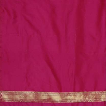 Faishana Presents Magenta Poly Cotton Zari Boota With Skirt Border Banarasi Saree with Blouse Piece