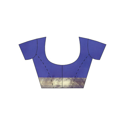 Faishana Presents Royal Blue Poly Cotton Zari Boota Skirt Border Banarasi Saree With Blouse Piece