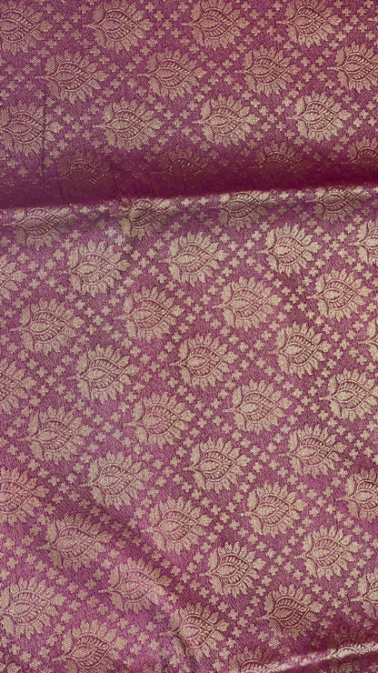 Faishana Presents Brown Katan Zari Brocade Saree With Kadiyal Contrast Red Border Banarasi Saree