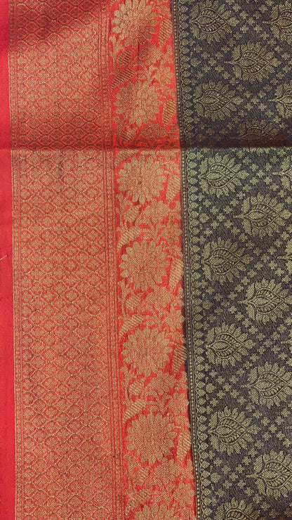 Black Cotton Blend Banarasi Sarees For Women GECT26
