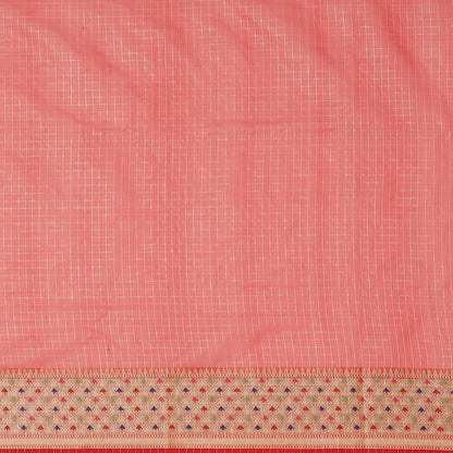 Faishana Presents Brown Organza Zari Check With Skirt Tilfi Kadiyal Contrast Border Banarasi Saree
