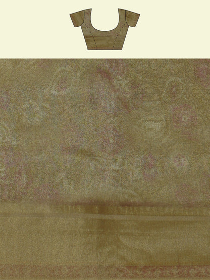 Faishana Presents Presents Beige Cotton Paithani Meena Jaal With Beige Border Banarasi Saree