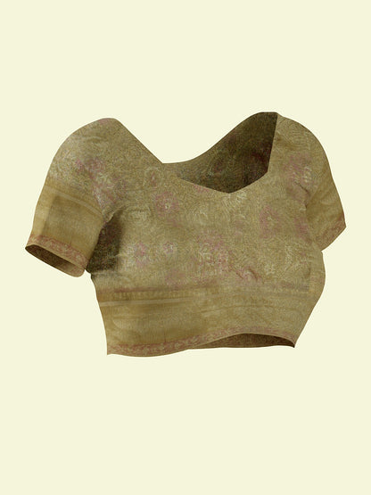 Faishana Presents Presents Beige Cotton Paithani Meena Jaal With Beige Border Banarasi Saree