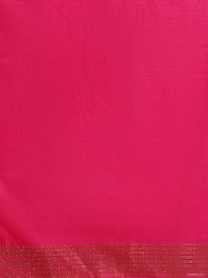 Faishana Presents Handwoven Orange Dupion Silk Jaal Skirt Border With Pink Blouse Banarasi Saree