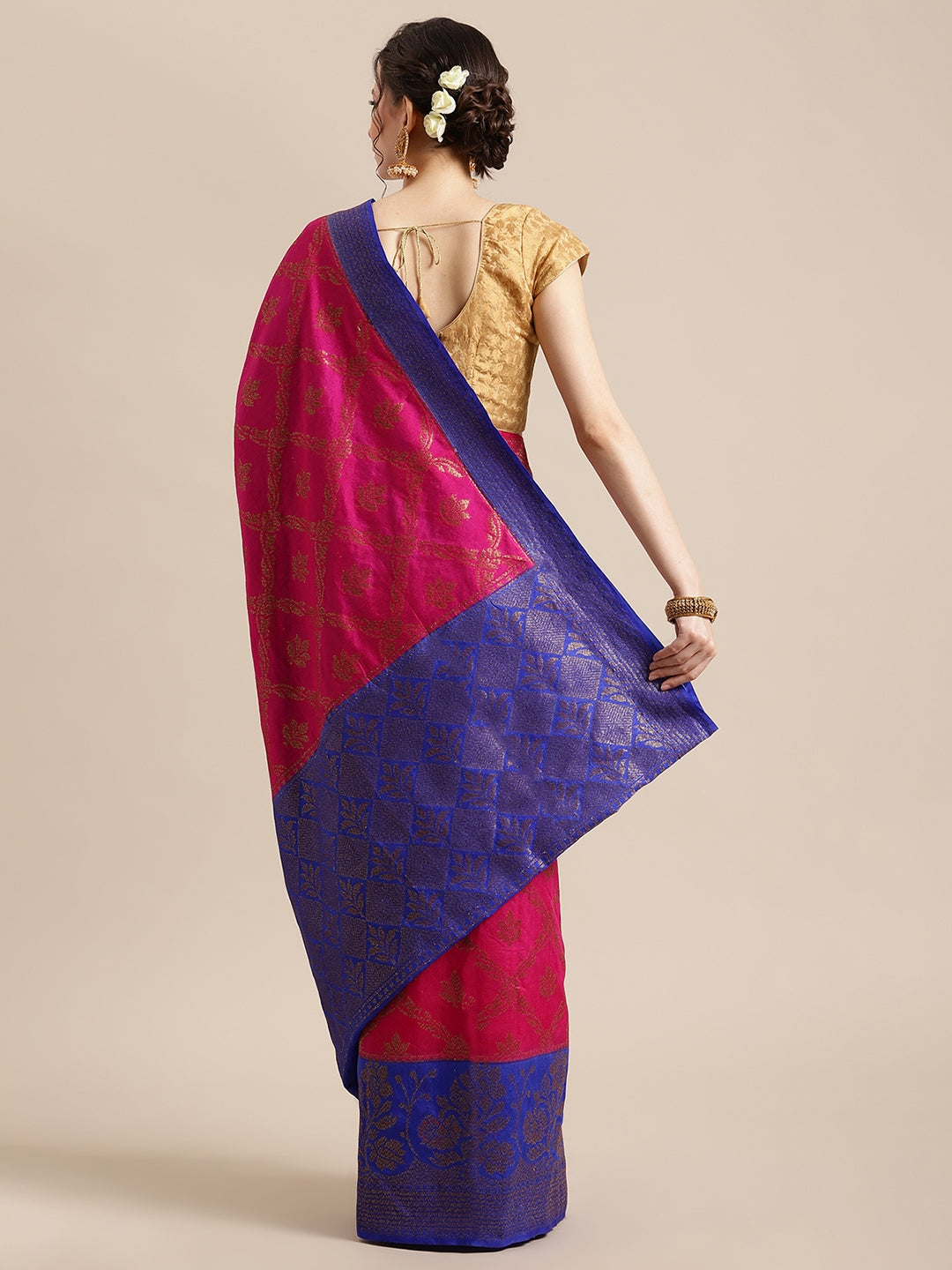 Magenta Dupion Silk Banarasi Sarees For Women GEDUPSILK_36