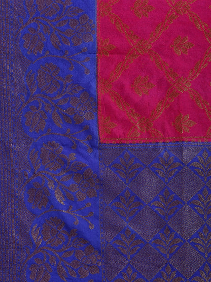 Magenta Dupion Silk Banarasi Sarees For Women GEDUPSILK_36