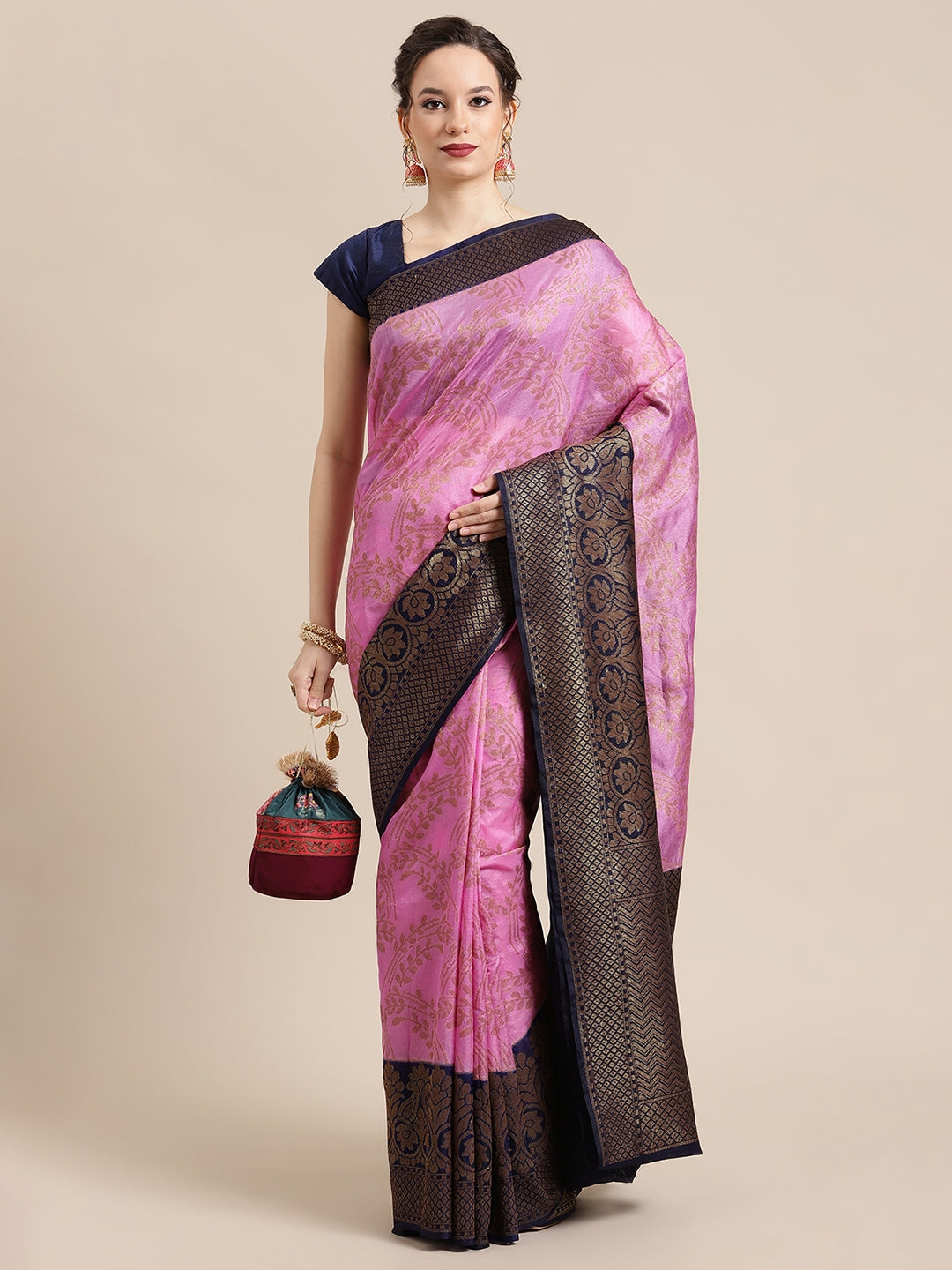Pink Dupion Silk Banarasi Sarees For Women GEDUPSILK_93