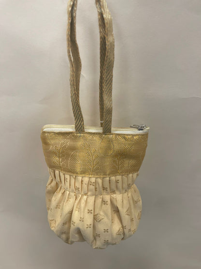 Cream Banarasi Potli Bag HBG_62