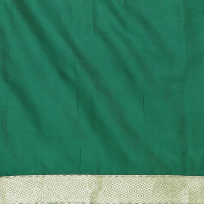Faishana Presents Brown Boota Mughal Motif Satin Silk Banarasi Saree Paithani Anchal Paithani Skirt Green Border
