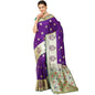 Faishana Presents Purple Boota Mughal Motif Satin Silk Banarasi Saree Paithani Anchal  Paithani Skirt Green Border