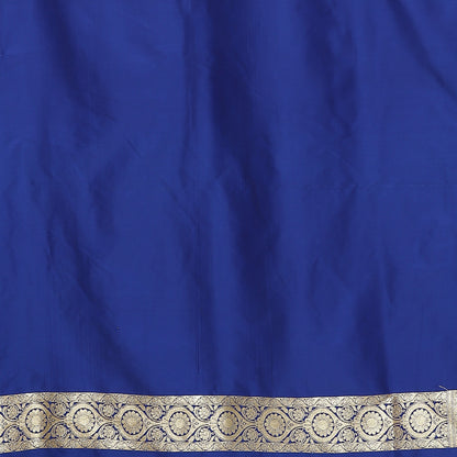 Faishana Presents Royal Blue Booti Paatli Half Half Mughal Motif Satin Silk Banarasi Saree With Skirt Borde