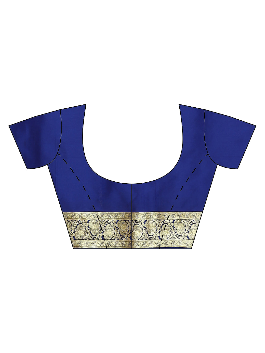 Faishana Presents Royal Blue Mughal Motif Banarasi Satin Silk Saree With Skirt Borde