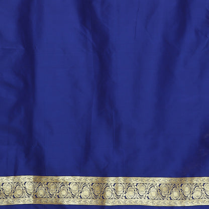 Faishana Presents Royal Blue Mughal Motif Banarasi Satin Silk Saree With Skirt Borde