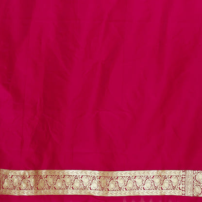 Faishana Presents Pink Mughal Motif Banarasi Satin Silk Saree With Skirt Borde
