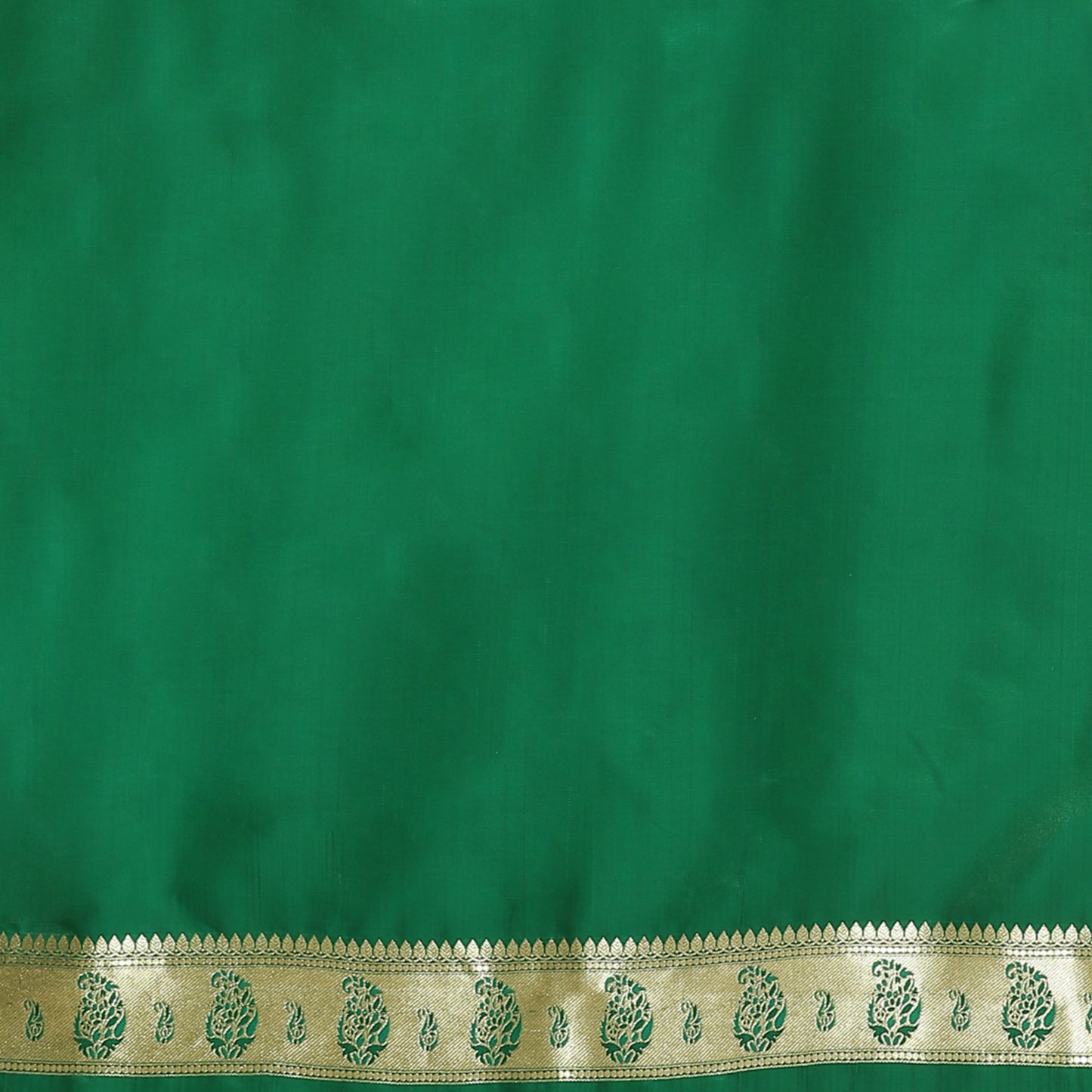 Faishana Presents Orange Booti Mughal Motif Satin Silk Banarasi Saree With Paithani Green Borde