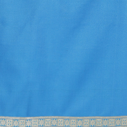 Faishana Presents Torqouise Blue Booti Half Half Mughal Motif Banarasi Satin Silk Saree With Skirt Borde