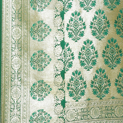 Faishana Presents Purple Booti Mughal Motif Banarasi Satin Silk With Skirt Kadiyal Paithani Green Borde