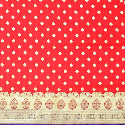 Faishana Presents Pink  Satin Silk Mughal Motif Zari Booti Banarasi with Skirt Kadiyal Paithani Blue Border Saree