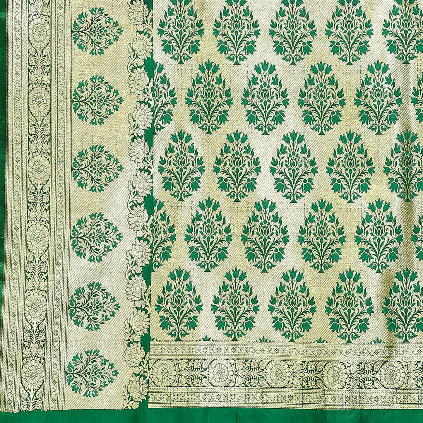 Faishana Presents Purple Satin Silk Mughal Motif Zari Booti Banarasi with Skirt Kadiyal Paithani Green Border Saree