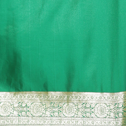 Faishana Presents Purple Satin Silk Mughal Motif Zari Booti Banarasi with Skirt Kadiyal Paithani Green Border Saree